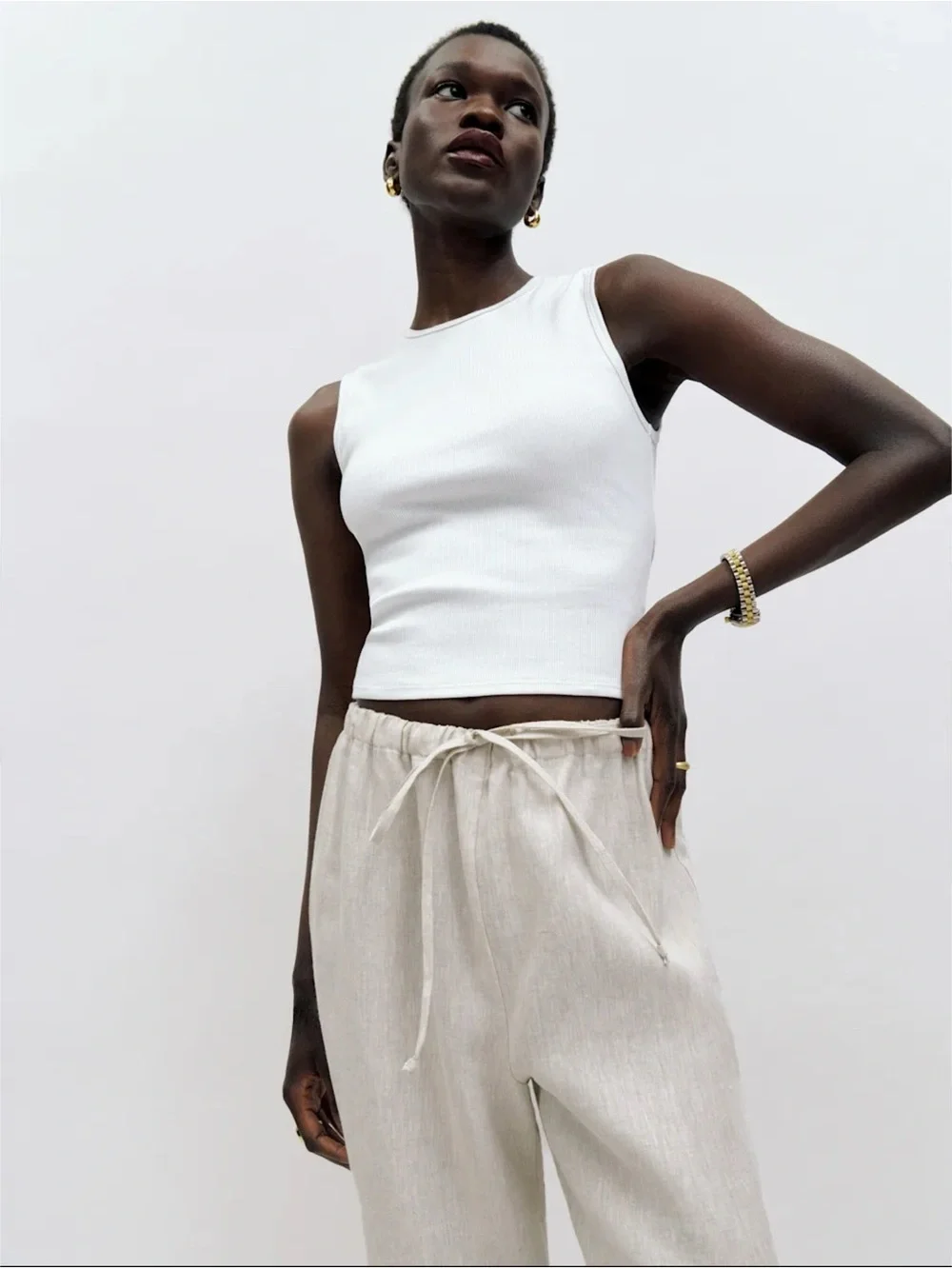 Reformation Olina Linen Pants Oatmeal XS